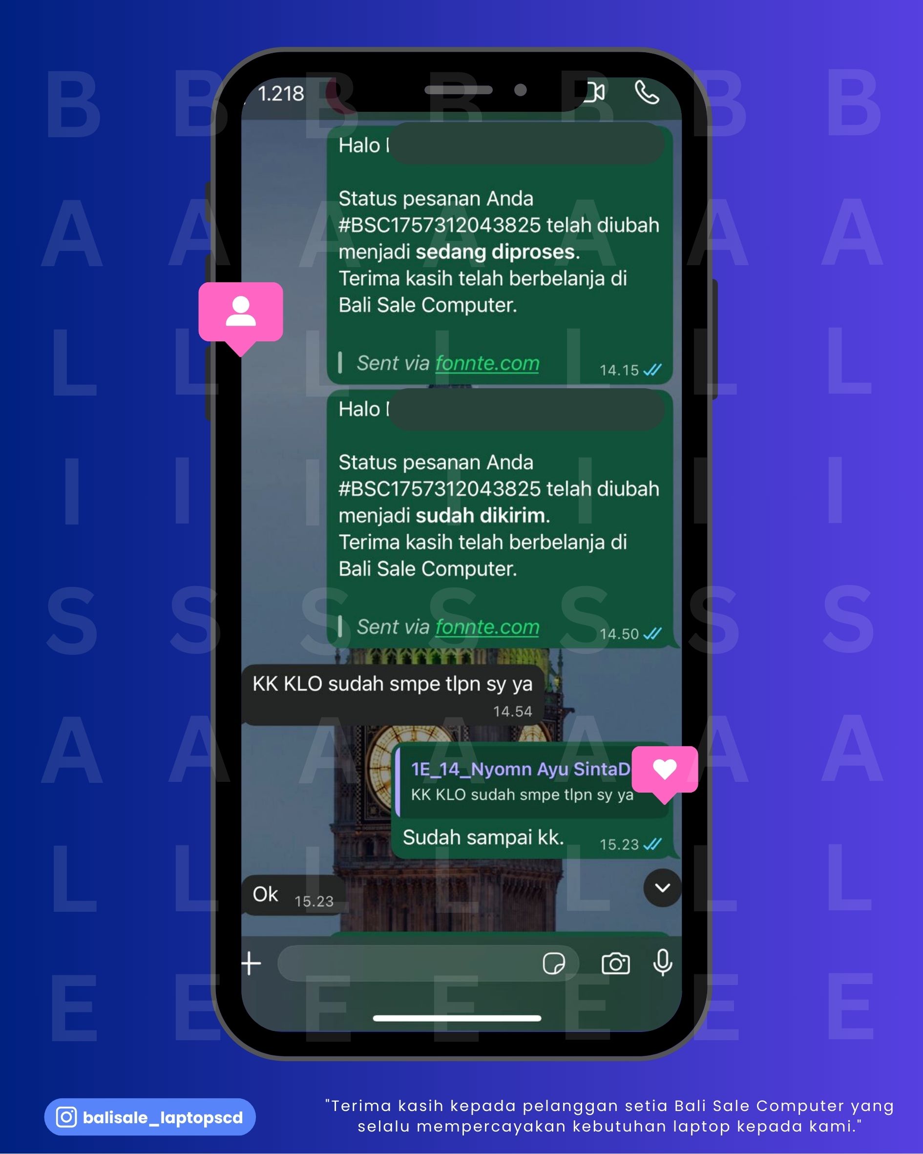 Chat testimoni Nyoman Ayu
