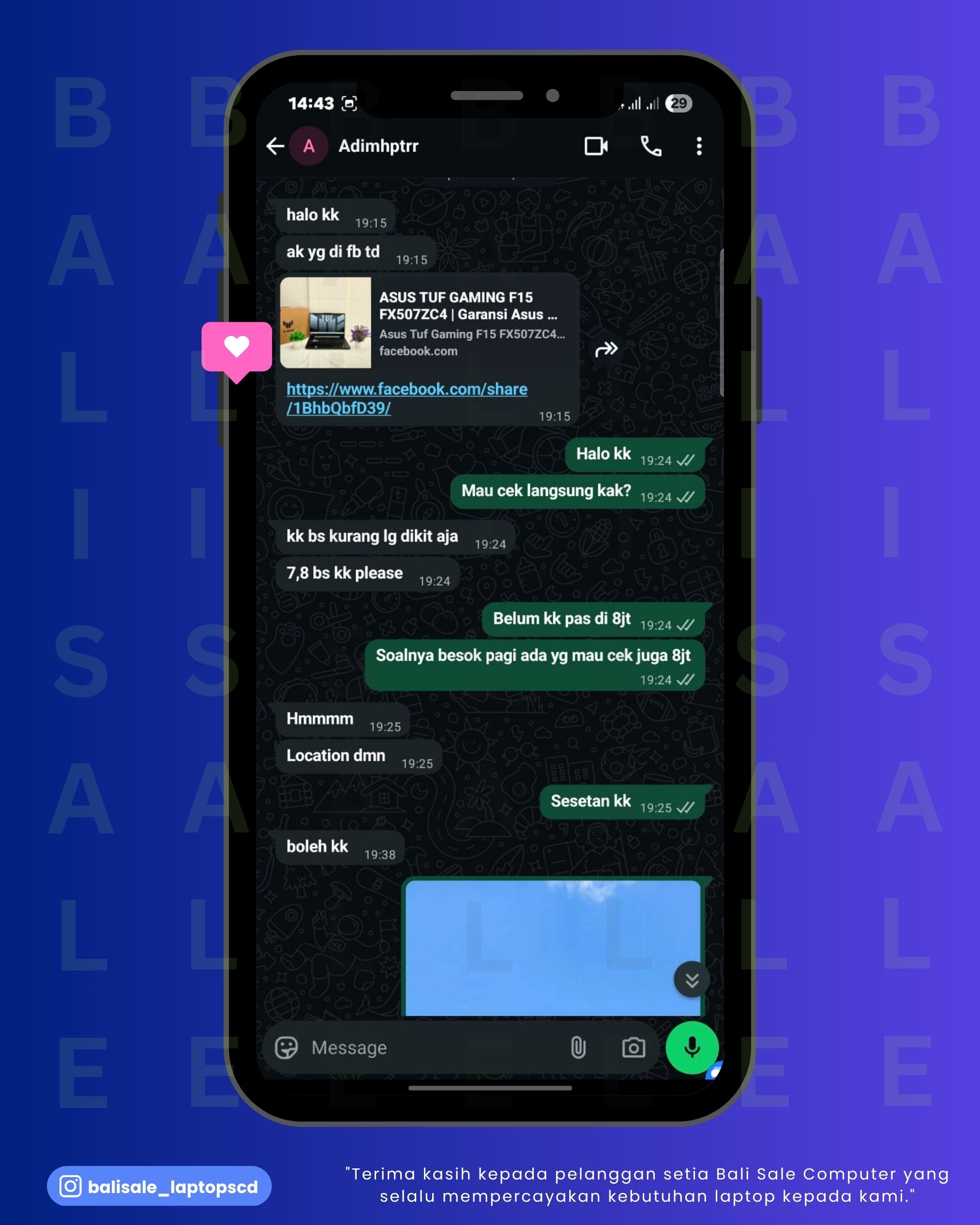 Chat testimoni Adi Mahaputra