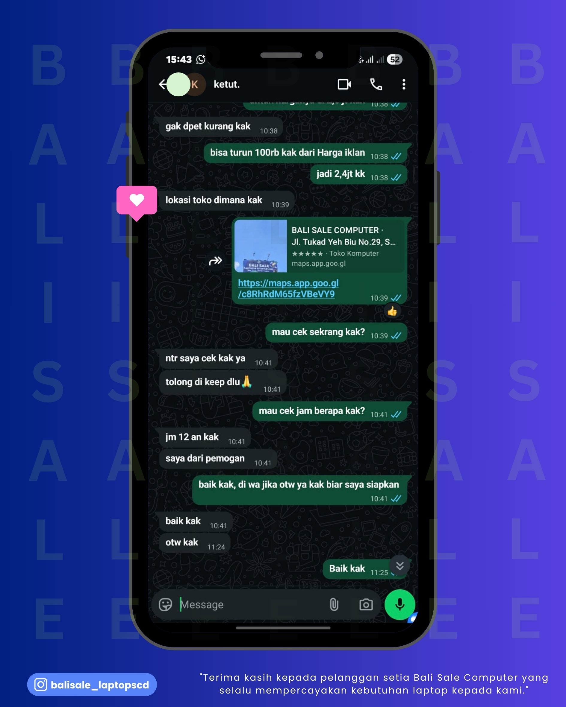 Chat testimoni Ketut