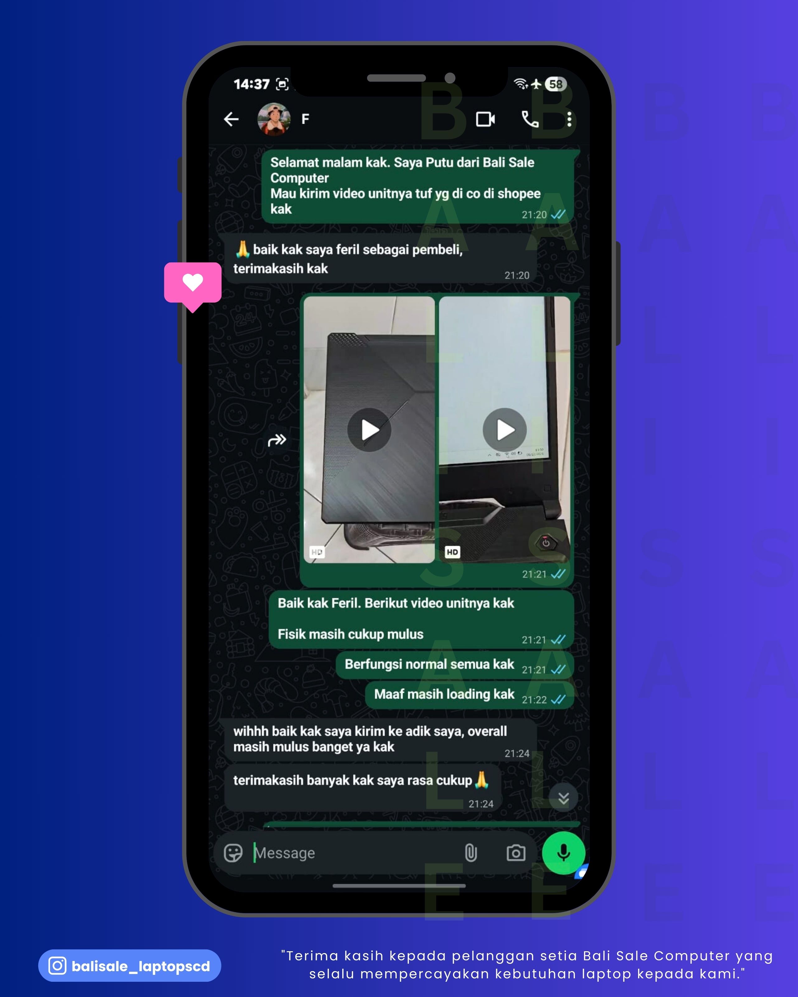 Chat testimoni Ferilk