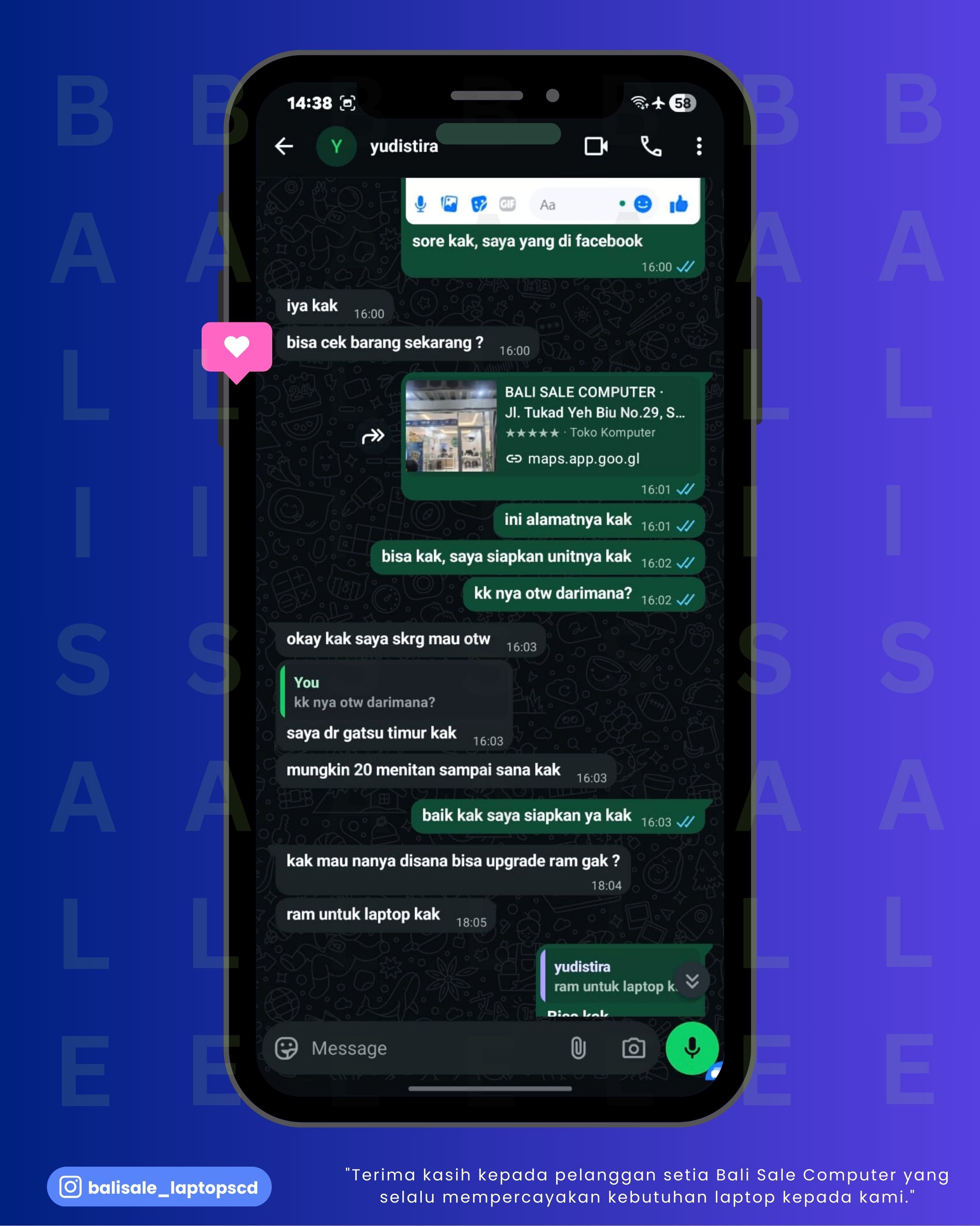 Chat testimoni Yudistira